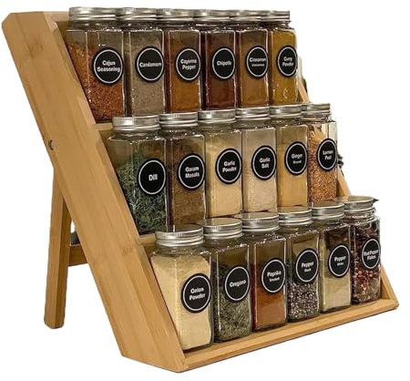 Générique Organisateurs d'Étagère à Niveaux - Porte-Épices en Bois à 3 Étages - Support Multifonctionnel pour Gâteaux sur Élévateur pour les Collections Encombrées de Cosmétiques, Parfums et Desserts