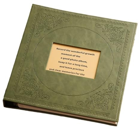 Album De Fotos Álbum de fotos de cuero 1000 de 6 pulgadas, libro de memoria, inserción familiar de gran capacidad, álbum de boda, almacenamiento de fotos de pareja(Green)