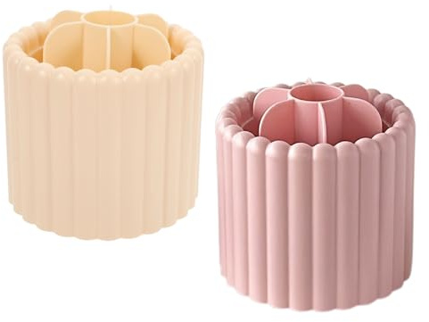 CALLARON 2 Pièces Organiseur Maquillage Rotatif Support Pinceaux et Bureau Rangement pour Salle de Bain Chambre Bureau Style Moderne et Facile à Nettoyer