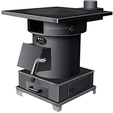 Estufa de leña interior con horno para calefacción y cocina del hogar, calentamiento rápido, combustión controlable, diseño sin humo
