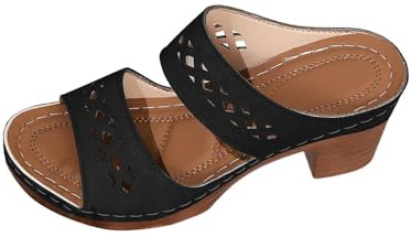 Sandale Femme Ete Talon Compensee - Chaussures Retro Femme Vintage | Bloc Nu Pieds Ajourée Sandalette Respirant Chaussure Spartiate Mules Bout Ouvert Sandalette À Enfiler Nu Pieds