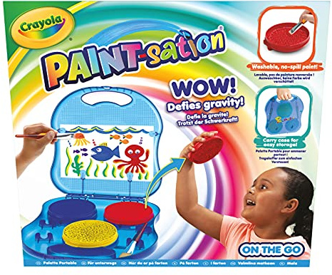 CRAYOLA Paint-sation: On The Go (Includes Carry Case, 3 No-Spill Paints & 2 Paintbrushes) | No-Spill Painting Kit | Ideal for Kids Aged 3+