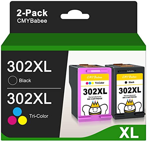 CMYBabee 302 XL 302XL Cartucce d'inchiostro Rigenerate per Cartucce HP 302 Nero e Colore per Envy 4520 4522 4527 DeskJet 1110 2130 3630 3632 3634 3636 Officejet 3830 3833 3834 4650 4657 5220 5230 5232