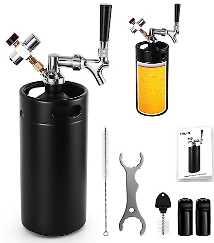Dbgogo 3,75 dl mini fatodlare ölkransystem, 0-60 PSI Keg CO2 regulator rostfritt kärndrag ölkran självstängande fjäderbryggslang keggerator hantverk karbonationsdispenser för litet kylskåp