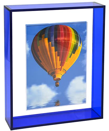 Mutellstory Marco de Fotos Flotante de acrílico neón de 4 x 6 Pulgadas, Marco de Escritorio de Mesa, Marco de Fotos Moderno de Colores para galería y Oficina en casa, Azul Klein