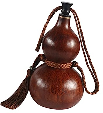 JISADER Gourd Water Bottle Portable Drinking Kettle with Tassel and Woven Rope Decorative Natural Gourd Wine Jug for Fishing, Hunting, Camping, Home Decor Feng Shui Pendant