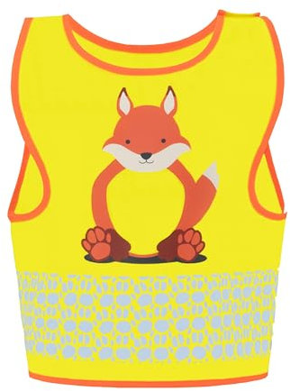 Korntex Kinder Warnweste Funtastic Wildlife - CO2 Neutral - Signal-Gelb Fuchs - XXS