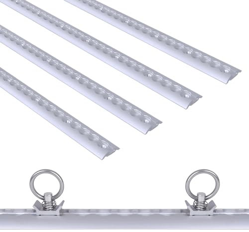 Aufun Juego de rieles de Aluminio para líneas aéreas, Forma semicircular, 12 m = 12 x 1,0 m, riel de Amarre Perforado Plateado, 50 x 11,1 mm, para asegurar Cargas en Furgonetas, caravanas (12 Metros)