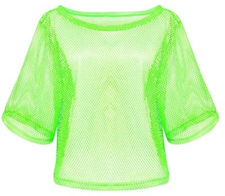 Aomig Disfraz Años 80, Accesorios Mujer de Ropa, Camiseta Neón Accesorios Parte Superior Red, Disfraz Mujer Adecuado Fiesta Carnaval Fiesta Cumpleaños Halloween, Verde