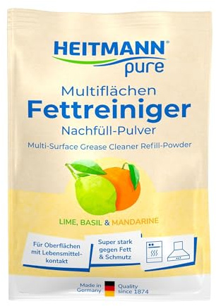 HEITMANN pure Multiflächen Fettreiniger Nachfüllbeutel | Natürliches Pulver zum Auflösen | sanft und umweltschonend | Starke Reinigungswirkung | Gegen Fett & Küchenschmutz | 25g