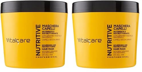 Vitalcare | Nutritive - Maschera Capelli Nutriente e Ristrutturante, Trattamento per Capelli Secchi e Spenti, con Ceramidi Vegetali e Pantenolo, 500 ml (Confezione da 2)