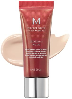 MISSHA M Perfect Cover BB Cream No.20 Cool Beige – SPF 42 PA +++ 50 ml – fuktgivande ansiktskräm med SPF
