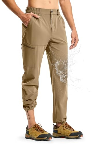 TBMPOY Men's Lightweight Hiking Pants Quick Dry 4 Pockets Stretch Water Resistant Travel Fishing Convertible Zip Cargo Jogger Khaki 42