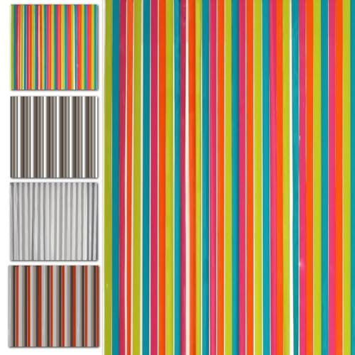 MadeInNature, Türvorhang mit Kunststoffriemen, für Innen und Außen, Breite 90 cm x Länge 220 cm, Farben zur Auswahl (mehrfarbig)