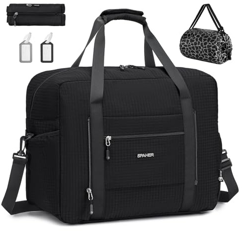 SPAHER Bolsa de Viaje 45x36x20 Easyjet Airlines Equipaje de Mano Bolsa de Deporte Gimnasio Impermeable Bolsos Maternidad Hospital Fin Semana Mujer Hombres Travel Gym Bag Cabin Duffle Bag