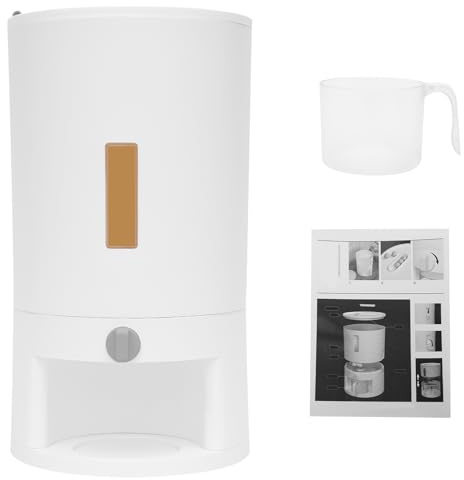 FROPIJ Dispensador de cereales de 20 l, recipiente de arroz, dispensador de cereales, dispensador de arroz con vaso medidor, dispensador de arroz, recipiente de almacenamiento, hermético, para granos