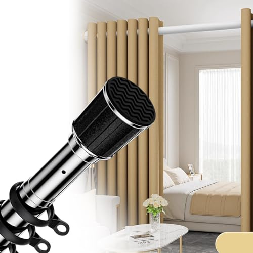 Bastone telescopico per tenda da doccia, senza fori, regolabile, 40-500 cm, in acciaio inox, extra lungo, per doccia e vasca da bagno, include 30 anelli ed elegante