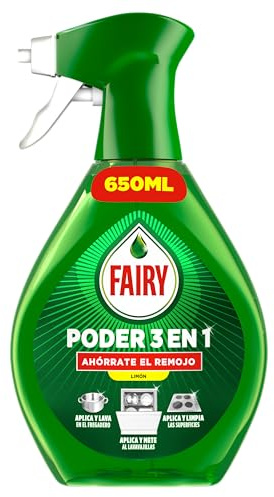 Fairy Spray Poder Sin Remojo Pre-Tratamiento Limón 650ml | Para Vajilla Y Cocina, Eficaz Con El 100 % De La Grasa, Antigrasa, Spray Desengrasante, Limpieza Rápida Y Sin Esfuerzo