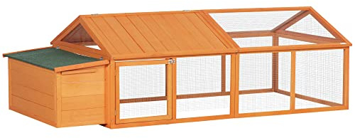 PawHut Hühnerstall Freilaufgehege mit Tür 2,4 x 1,125 x 0,76 m Orange
