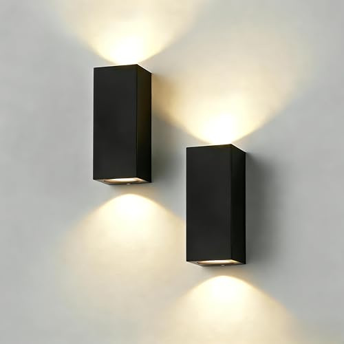 CANMEIJIA Aplique de Exterior Negro 2 Uds Lámpara Pared GU10 5W