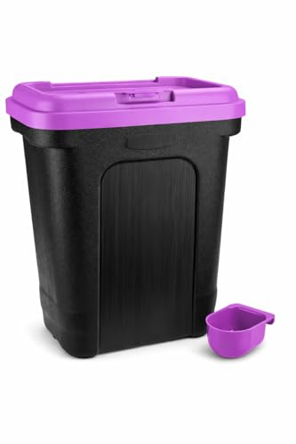 raxter Pet Food Storage Container, 30L/15kg, Flip Top Lock with Airtight Seal, Includes Scoop, for Dog Food, Cat Food and Treats (Purple)