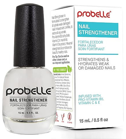 Probelle Nail Strengthener, Nail Strengthening Treatment, Nail Growth and Repair, Stops Peeling, Splits, Chips, Cracks, and Strengthens Nails (Clear)