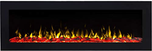 AFLAMO Pride-B | Negro | Chimenea eléctrica empotrada/de Pared, sin función de calefacción, Efecto de Llama Realista, tecnología LED.(165,4x55x12,8)