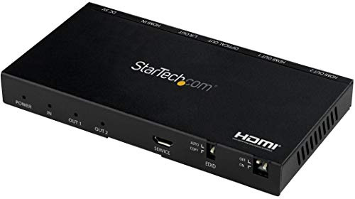 StarTech.com Sdoppiatore Splitter HDMI a 2 porte - 4K 60Hz con scaler video incorporato - HDCP 2.2 - 7.1 Surround Sound (ST122HD20S)