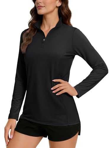 TACVASEN Damen Rash Guard UV Oberteil Sonnenschutz Langarmshirt Sportshirt