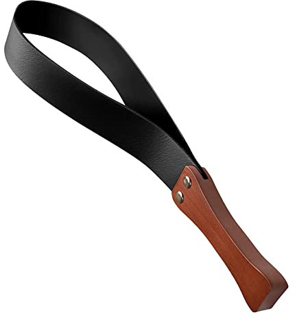 Lederpaddel mit Rutschfester Holzgriff, Reitgerte für Pferde, Hilfsmittel für das Pferdetraining, 48cm/19in Pferde Peitsche.