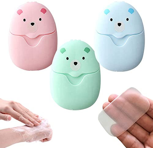 Einweg Papier Seife, 3 Kisten Mini Tragbar Paper Soap 150 Blatt Seife Papier Seifenblätter, Reisen, Camping, Toilettenbenutzung im Freien zum Händewaschen mit Box