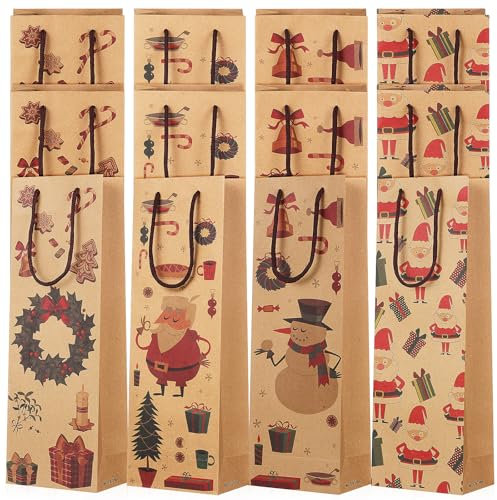 Operitacx 12 Stück Weihnachts-Wein-Geschenktüten Mit Griffen Geschenktüten Für Flaschen Weihnachten Weinbeutel Weihnachtsflasche Für Wein Weihnachtsgrüße