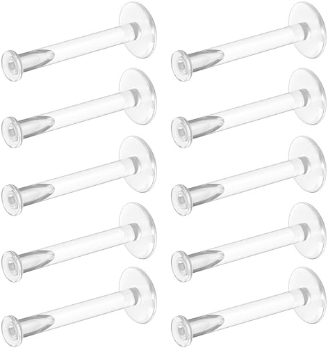Clear Earrings for Sports, Work - 16g Bioflex Labret Piercing Jewelry Piercing Retainers - Plastic Earrings for Surgery - Clear Piercing Jewelry Cartilage Helix Tragus Lip Medusa Monroe - 10mm (3/8)