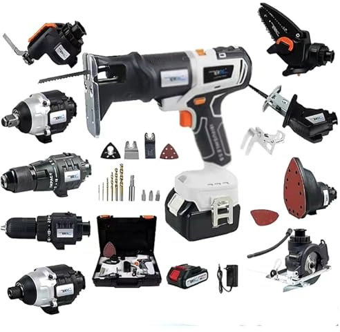 Power Tool Combo Kit,Tool Cordless Power Tool Set,Cordless Drill Impact Driver,Tool Combo Kit,Brushless Cordless Combo Kit,Used for Homes and Gardens,TwoBatteries
