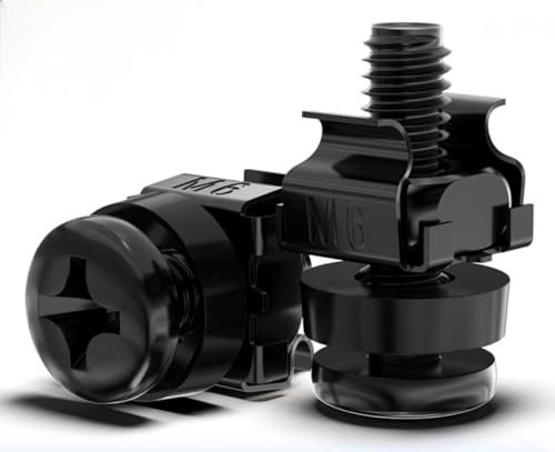 Juego de tornillos M6 x 20 para armarios de red, tuercas de bloqueo y tornillos, tuercas enjauladas M6, tuercas enjauladas, tornillos de montaje, rack, tuercas enjauladas, juego de 100 unidades, color