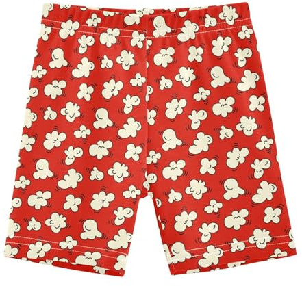 JHKKU Girls Popcorn Red Shorts Cotton Cartwheel Bike Kids Biker Under Dress Dance Short Girl Clothes 8Y