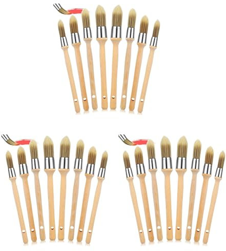 Gvvsjgdbis 24 Pezzi Pennello Trim con Manico in Legno Strumento di Pittura a Bordo Rotondo Pennelli per Angolo di Parete di Casa Arte Bordi