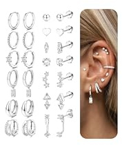 Dochais 13 Pairs Gold Earrings for Women Silver Earrings Hypoallergenic Earring Set Dainty Stud Hoop Huggie Cartilage 316L Surgical Steel Earring set for Multiple Piercings B