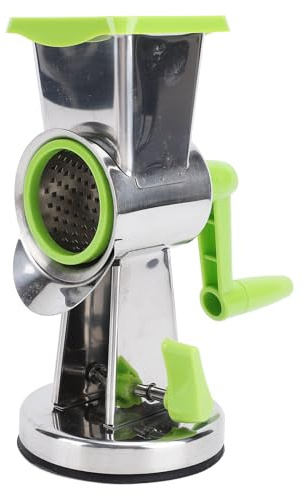 UPALDHOU Cuchillas Versátiles, Agarre Seguro, Rallador de Queso Giratorio Fácil de Limpiar con Base de Succión, Rallador de Acero Inoxidable de 4 Lados y Trituradora para Parmesano, Verduras,