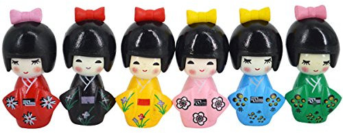 Milya 6 PCS Miniatur Deko Figuren Kimono Mädchen Set Cartoon Japanische Puppe Tischdeko für Zuhause im Laden