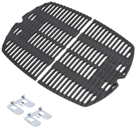 GFTIME 27,3 x 38,8cm Grillrost Gusseisen 7645 für Weber Q200, Q220, Q260, Q2000, Q2200, Q2400 Series Gasgrills, Grillrost Gusseisen Ersatzteile Zubehör for Weber 7645, 65811, 2 Stück