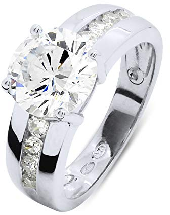 Essens - Bague Solitaire 8.1 mm - Collection Joaillerie Prestige - Argent Massif 925 Millièmes - Oxyde de Zirconium - Bijou Femme