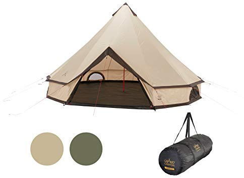 Grand Canyon Indiana 10 - Carpa Redonda para 10 Personas | Carpa Familiar, Carpa para Grupos, Carpa piramidal, Tipi | Mojave Desert (Beige)