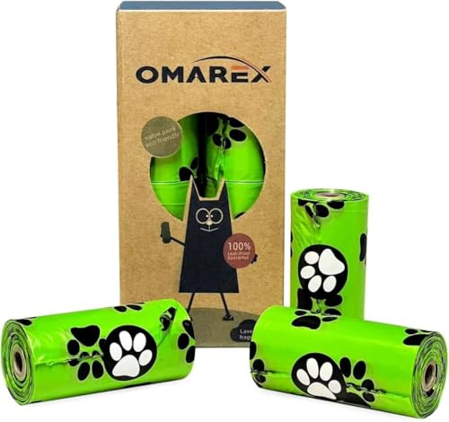 120 bolsas biodegradables para excrementos de perro OMAREX extra gruesas bolsas de basura para mascotas 8 rollos 120 unidades Tamaño grande ecológico 22 cm x 31 cm bolsas de caca a prueba de fugas