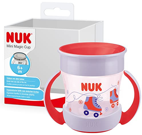 Nuk Mini gobelet Magic Cup - Bord anti-déversement à 360° - 6 mois et plus - Poignées faciles à prendre en main - Sans BPA - 160 ml - Patins à roulettes rouges 10255606