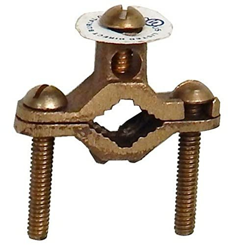 Morris Products Direct Burial Copper Ground Pipe Clamps – Tubing, Ground Rods – 2-10 Wire Range, 2-Pack, 1-1/4”- 2” Water Pipe Range / 5/16-18 Thread (90630)