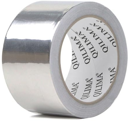 QILIMA Ruban Adhésif Aluminium 55m x 50mm - Ruban Adhésif Isolant résistant à la chaleur pour étanchéifier, réparer, isoler, ventialtion