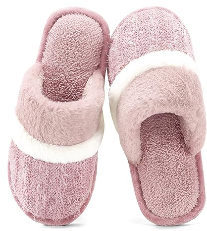 GOEWY Chaussons Femme - Pantoufles Doudou Confort Extrême - Semelle Mémoire de Forme Antidérapante - Intérieur/Extérieur - Cadeau Pour Maman Petite Amie Dames Taille 40 41 Rose