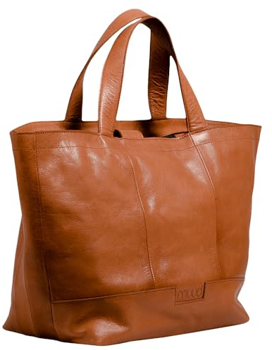 Frida's Ullhus muud Hiba handgjord minishopper läder för stickning + virka föremål 2 färger (whisky)