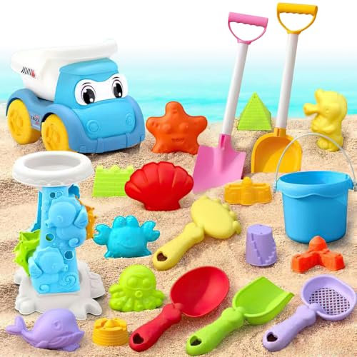 YANGUN 17 Stück Sandspielzeug Set für Kinder, Sandspielzeug Set, Strand Sandspielzeug Set, Strand Sand Spielzeug Set mit Eimer, Schaufel, Sandformen, Sandspielzeug Strand für Kinder Jungen Mädchen